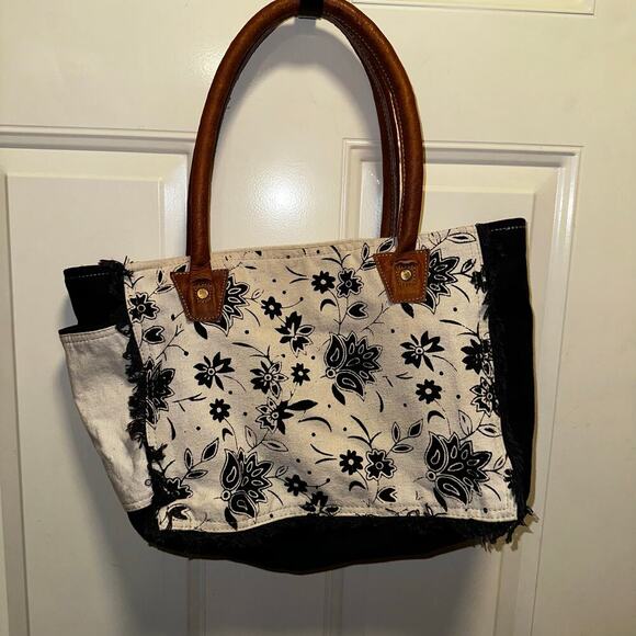 Canvas cotton leather tote - Picture 2 of 6